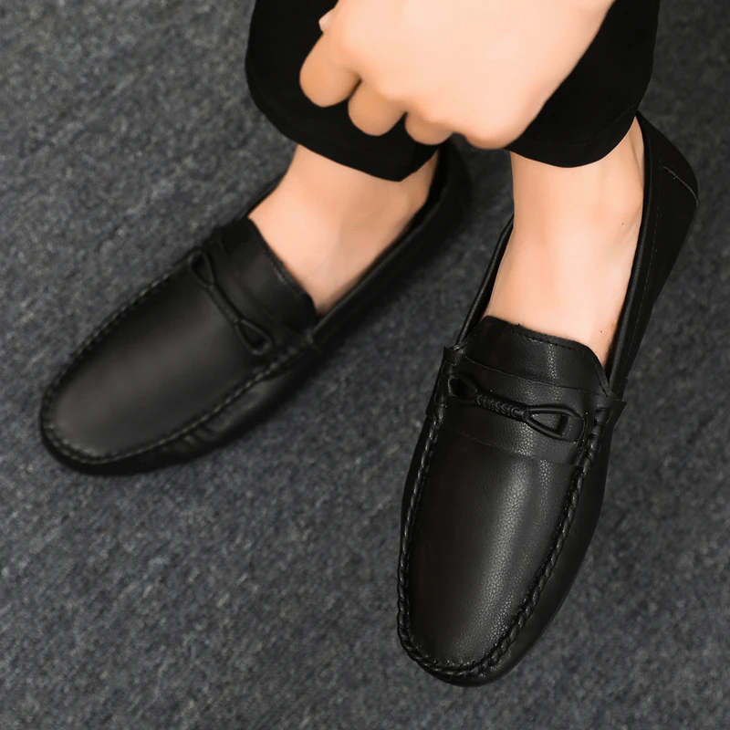 Plus Size 46 Penny Loafers Men Casual Shoes Leather Dress Shoes Slip-on Sneaker Flats Man Moccasins Lightweight Driving Shoes