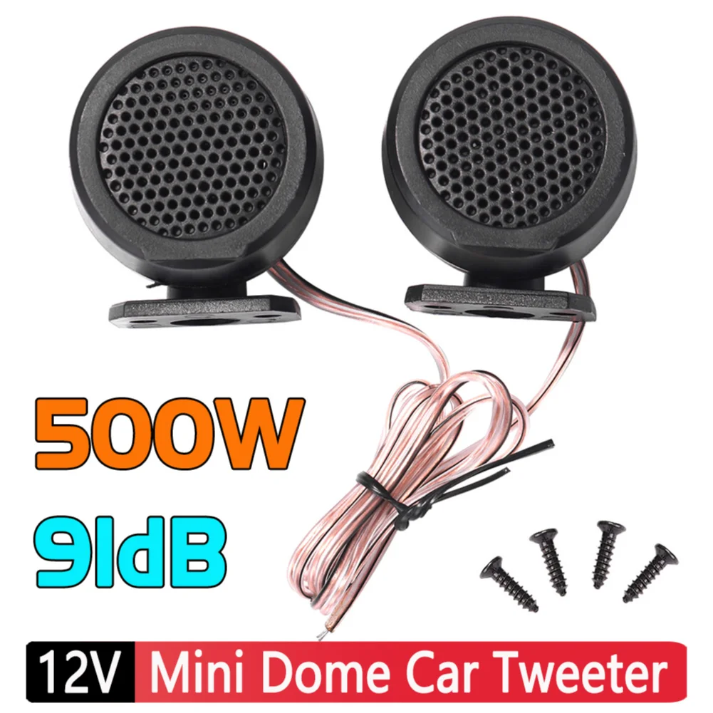 2pcs 500W Dome Car Tweeter Speakers Mini Treble Loudspeaker Car Audio Speakers High Frequency Car Audio Loudspeakers