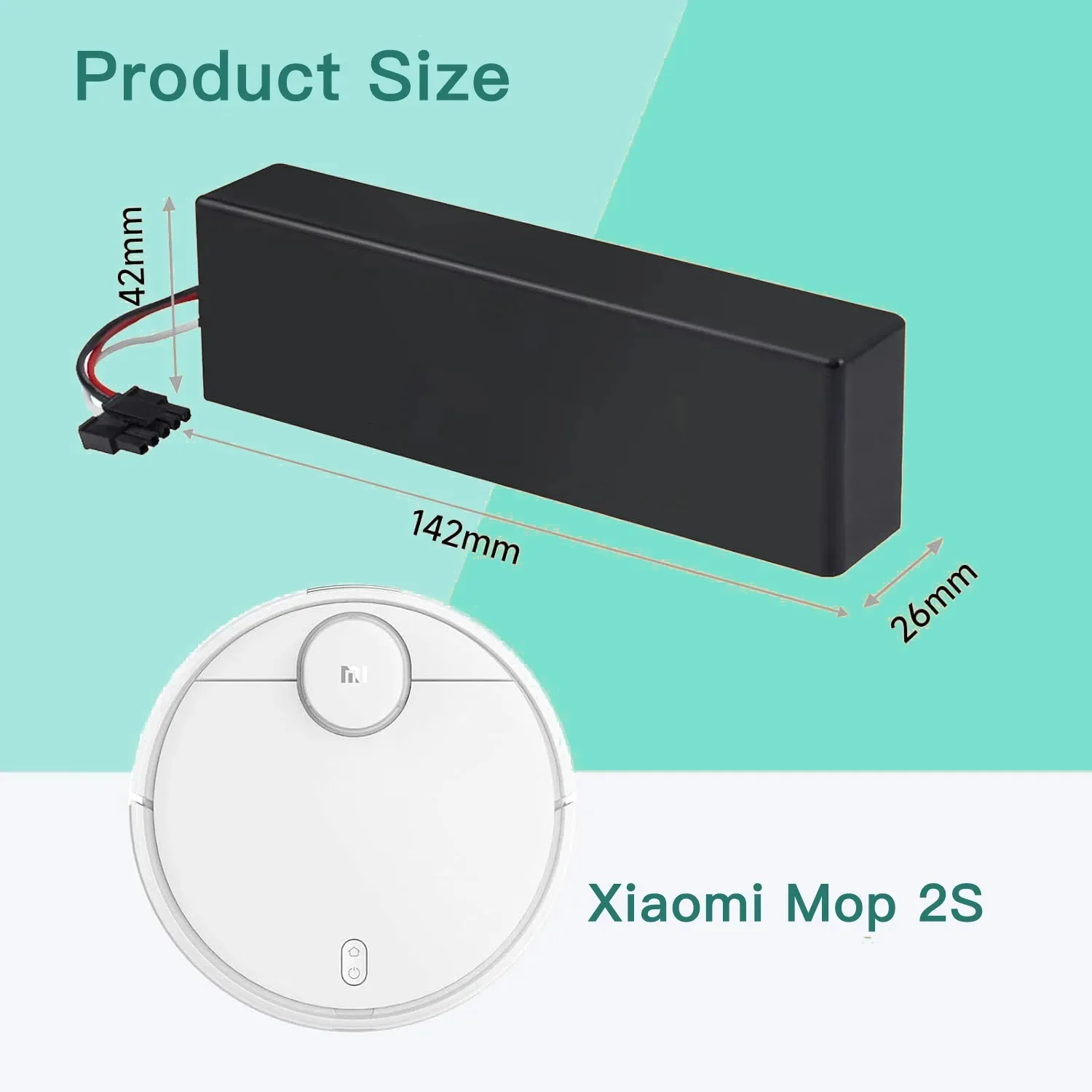 12800mAh 14.8V Replacement Battery Compatible for Xiaomi Mop, Mop 2s, Mop Pro, STYTJ02YM, Battery for Xiaomi Robot Vacumm