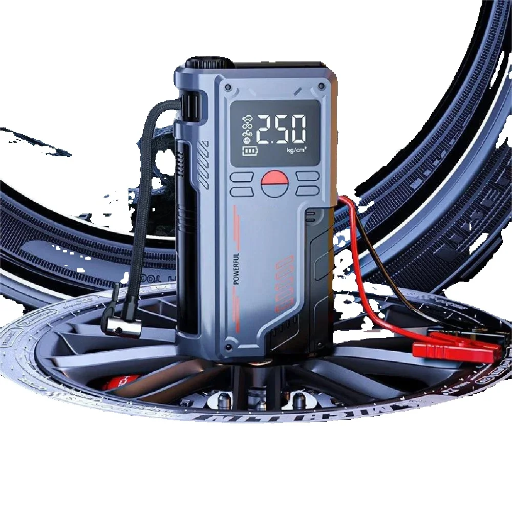 Urządzenie 4-w-1 do awaryjnego uruchamiania samochodu, kompresor powietrza 150PSI, akumulator 20000mAh, prąd szczytowy 1000A, urządzenie do uruchamiania, cyfrowy pompownik do opon — 2