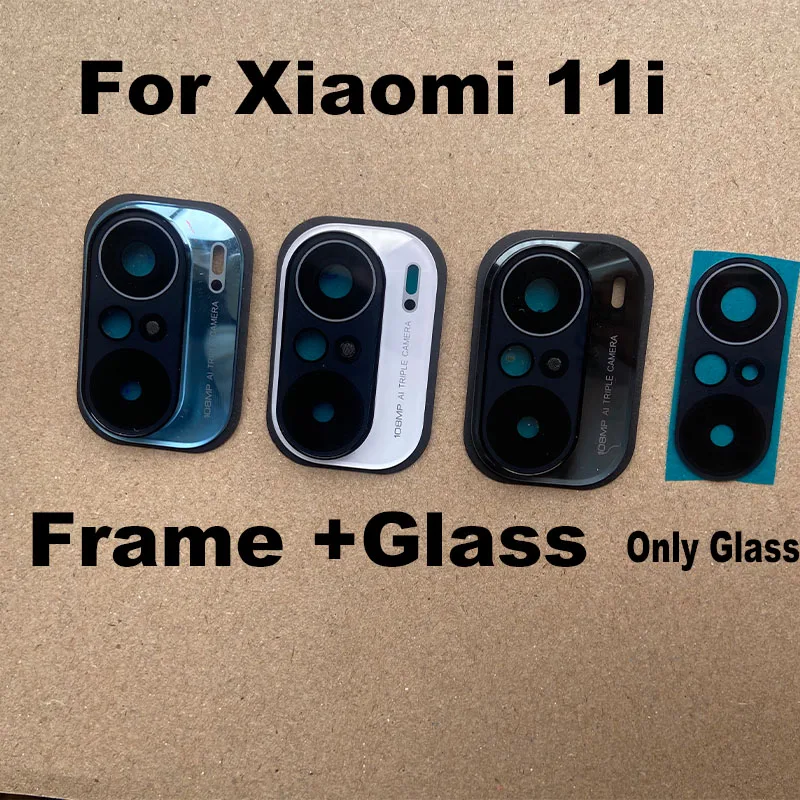 

New For Xiaomi MI 11i MI11i 5G Back Camera Glass Rear Lens With Frame Cover Holder Bezel Sticker Adhesive Replacement