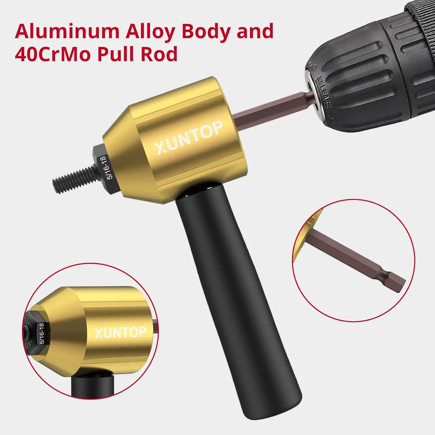 Kit de taladro para tuercas de remache, 100 tuercas, fácil instalación, universal para mantenimiento automotriz - Oro