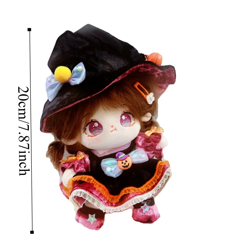 Pumpkin Cotton Doll Witch Clothes Set Dress Up Kawaii Cotton Doll Halloween Suit Bow Fashion Plush Dolls Clothes Children's Gift
