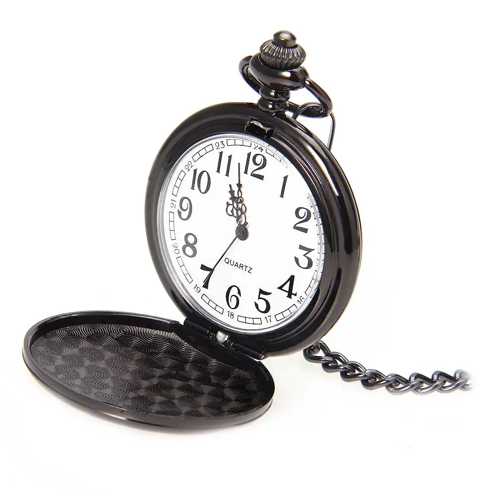 

Classic Smooth Vintage Men's Quartz Pocket Watch with Chain