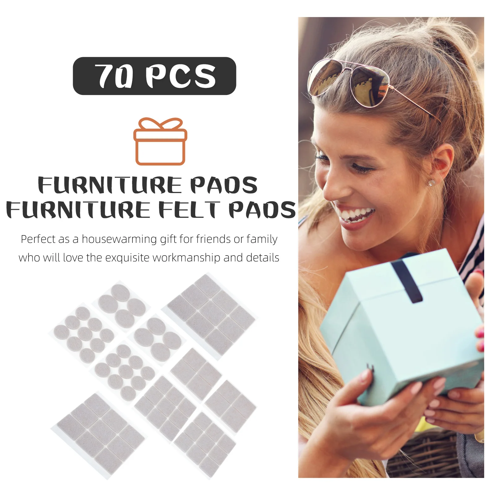 

70pcs Felt Furniture Feet Pads Non-Slip Floor Protectors For Home Living Room Bedroom Table Chair Leg Mats Wear-Resistant