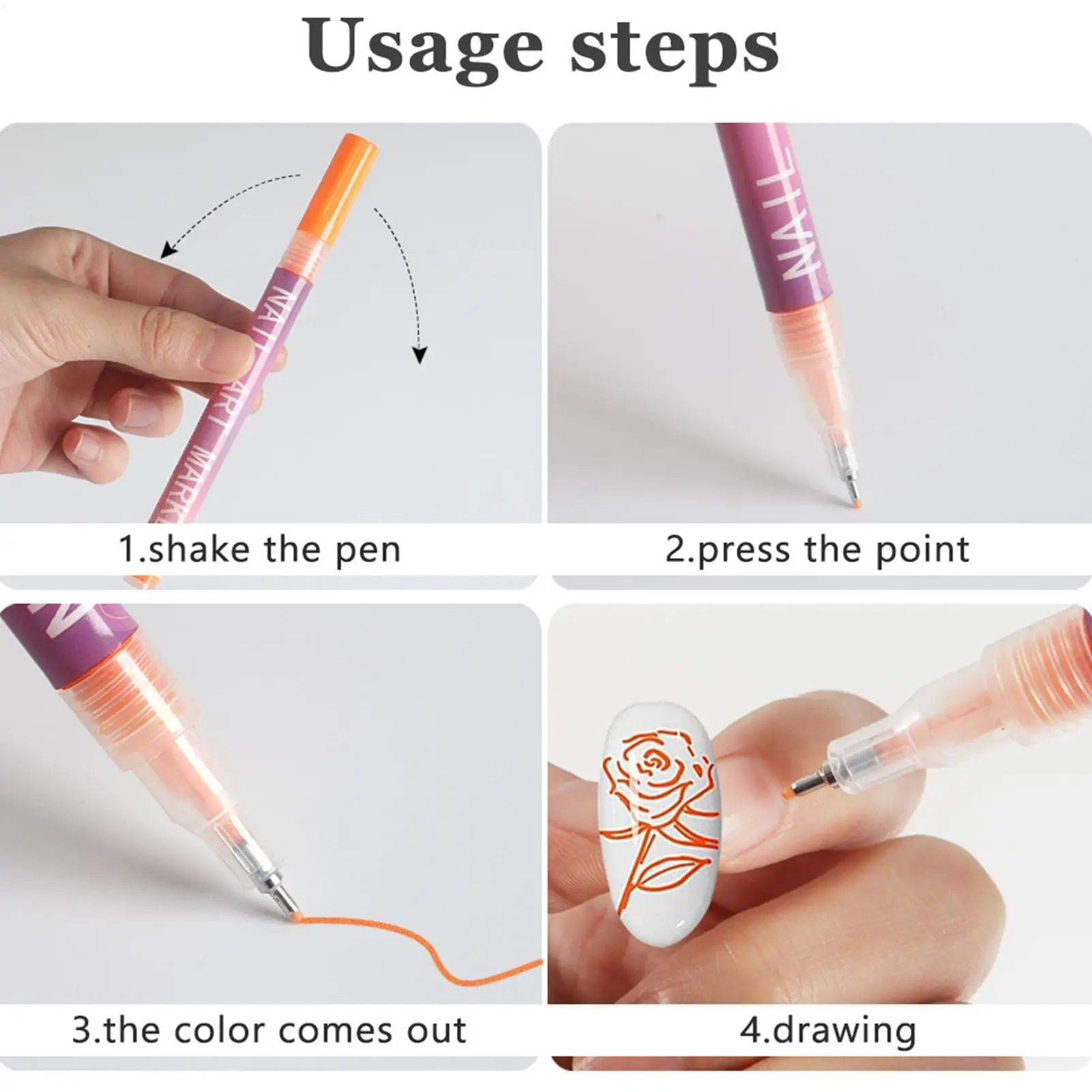 12 لون مسمار الفنون أقلام 0.5 مللي متر أقلام طلاء الأظافر رسم اللوحة نقطة بطانة الاكريليك رسمت مجموعة أقلام مقاوم للماء والتجفيف السريع