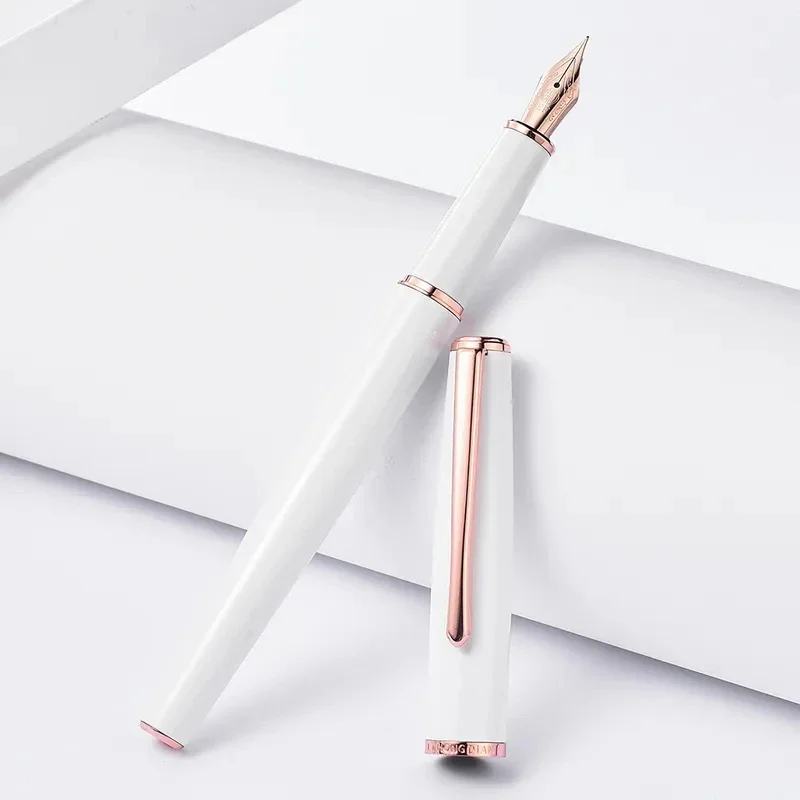 HONGDIAN 920 Rose Gold Fountain Pen Extra Fine/Fine Nib 0.4/0.5mm Ink Pen For Ladies Business Office School Supplies Stationery