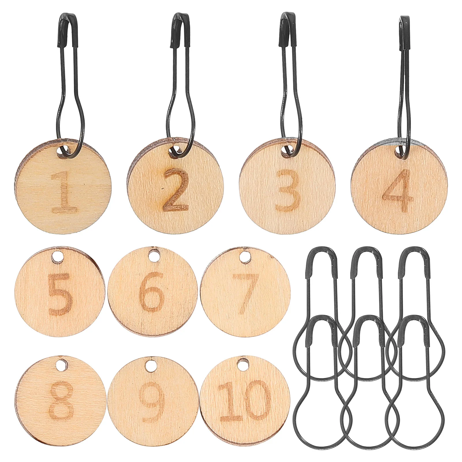 

10 Pcs Wool Knitting Accessories Chunky Wood Stitch Markers Yarn Wooden Round Carved Number