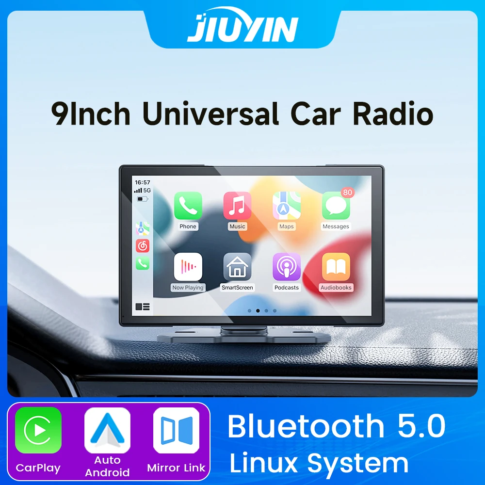 JIUYIN 9 Inch Universal Car Radio Multimedia Navigation Wireless Carplay Apple Android Auto Touch Screen Music Player Car Screen