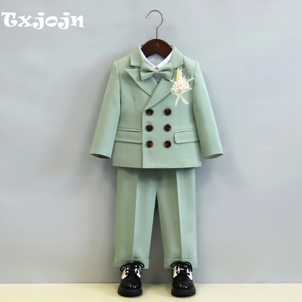 

Txjojn Three Colors Kids Suit Set 5 Pieces Wedding Ring Bearer Outfit Handsome Double Breasted Boys Tuxedo Birthday Party Wear