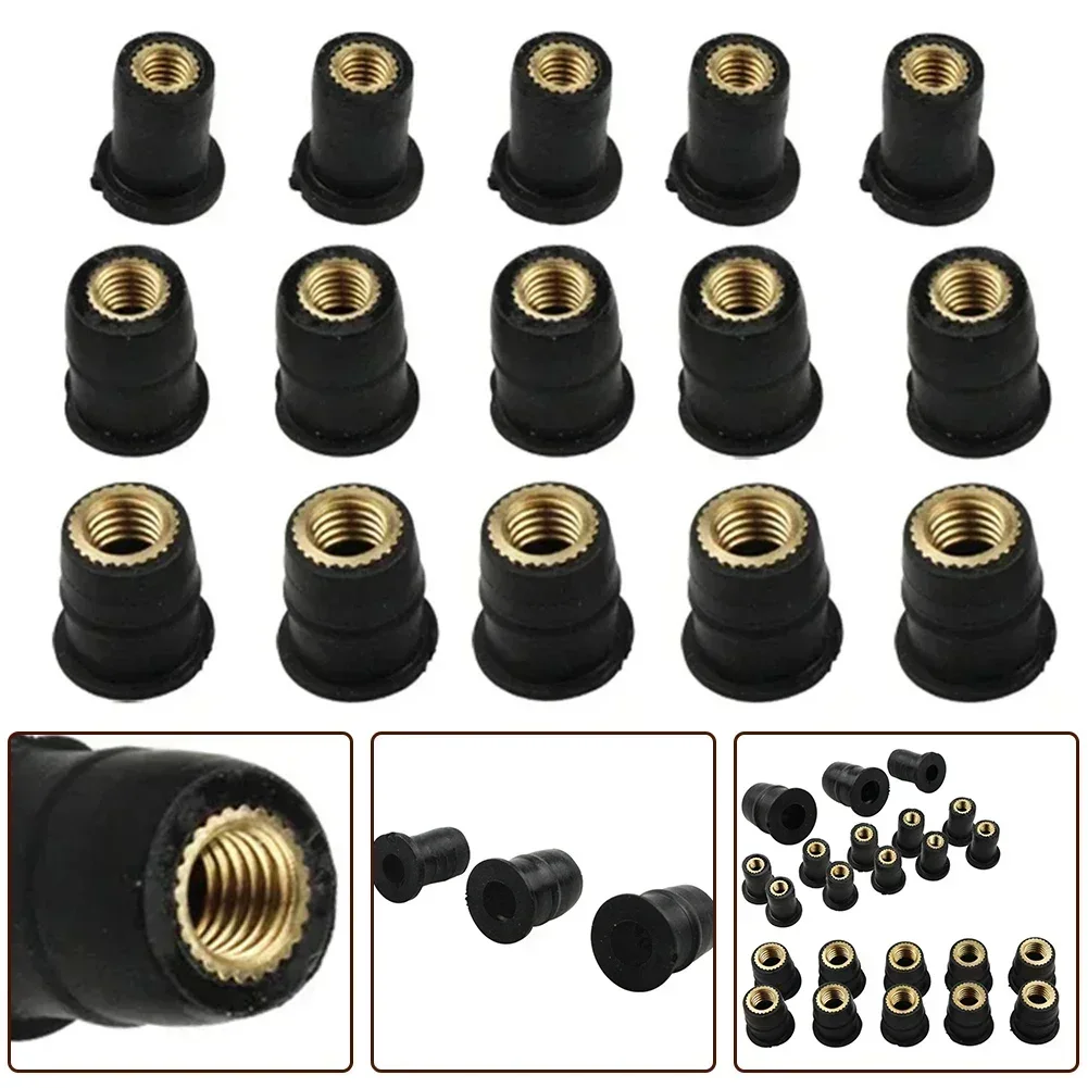 5pcs M5 / M6 Motorcycle Rubber Well Nuts Accessories Fasteners Universal Motorcycle Modified Windshield Brass Rubber Nut