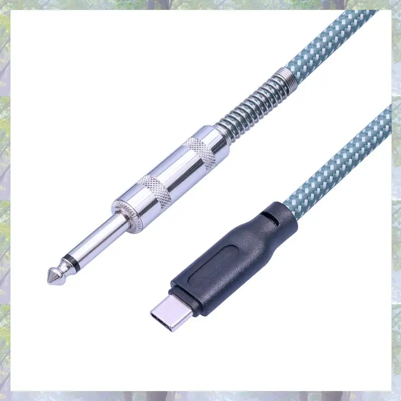 T82C Hot Sale-6.35Mm Male To USB Type-C Male Guitar Audio Cable 1/4Inch To USB-C Recording Cord Guitar To USB C Record Cable 2 M