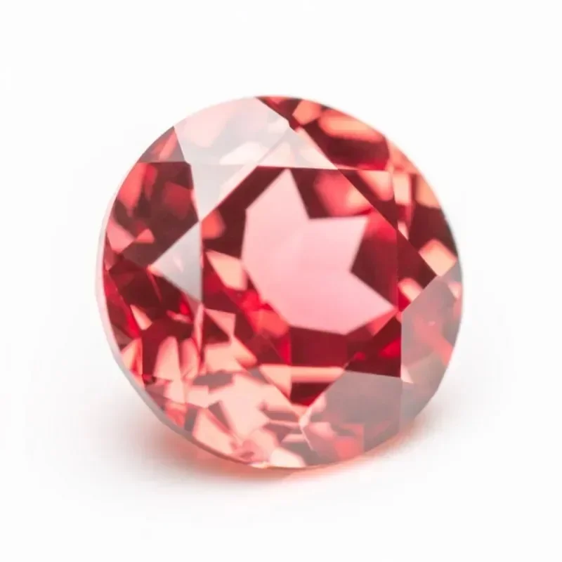 Lab Grown Sapphire Round Cut Sunset Red Color Top Quality Pendant Gemstones for Charms Jewelry Making Selectable AGL Certificate