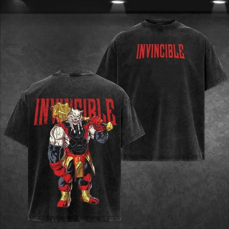 Battle Beast Invincible Clothing Men Short Sleeve Manga T-shirts Vintage Washed T Shirt Casual Cotton Tee Harajuku Male Tshirt