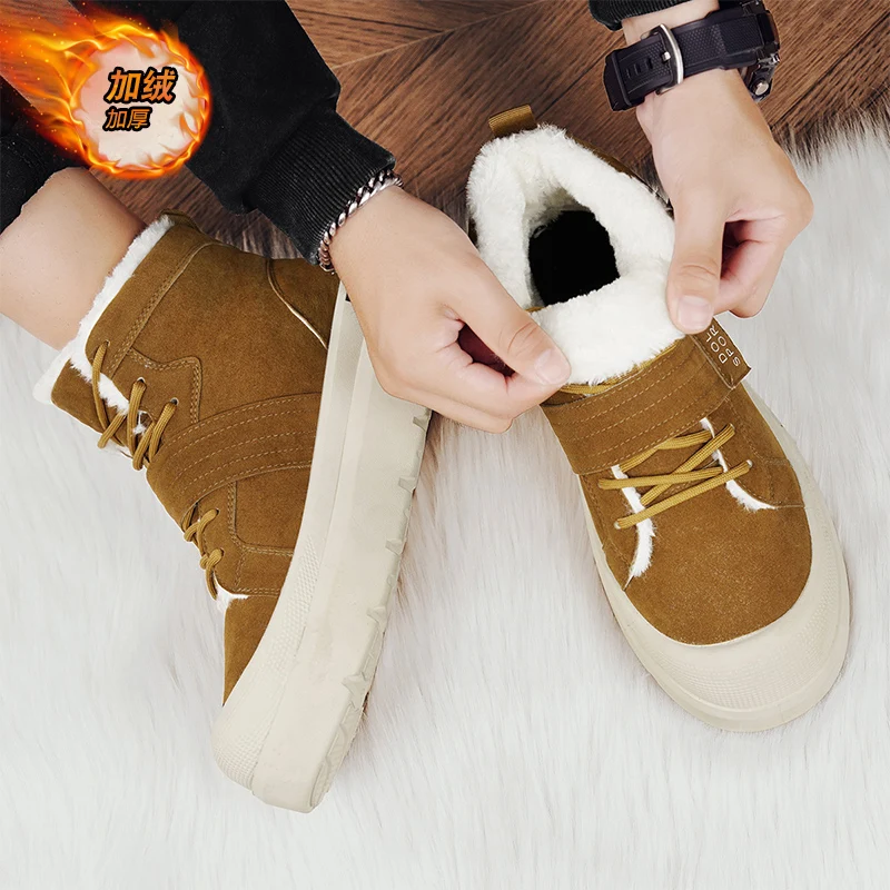 

The 2025 winter new men's sportswear and casual high-top thick-soled fleece snow cotton boots for men