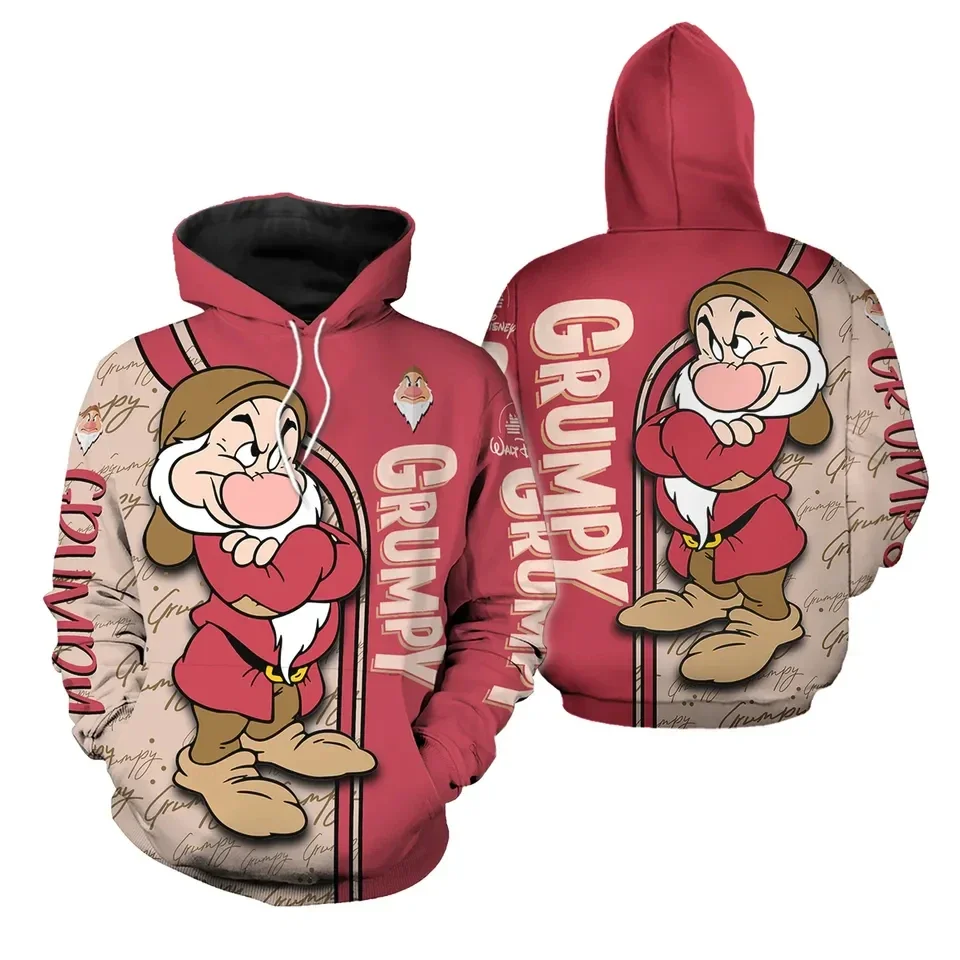 

2025 Spring and Autumn 3D Printing Grumpy Dwarf New Men's Pullover Women's and Children's Cosplay Large Fashion Zipper Hoodie