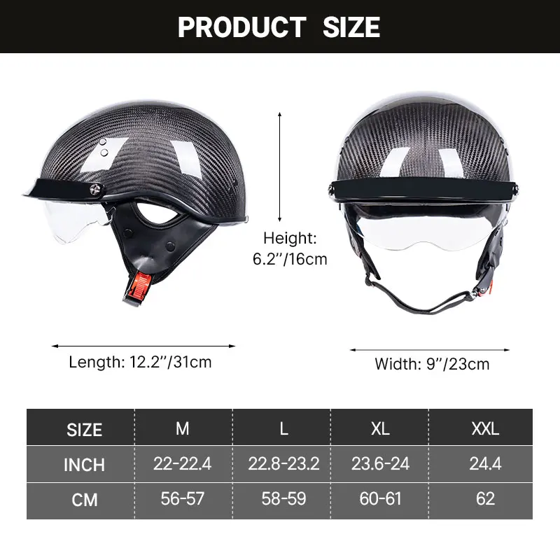 Carbon Fiber Retro Open Face Helmet Light Weight 3K Carbonfiber Off-road Motorcycle Casco De Moto Accesorios Motocross  Helmets