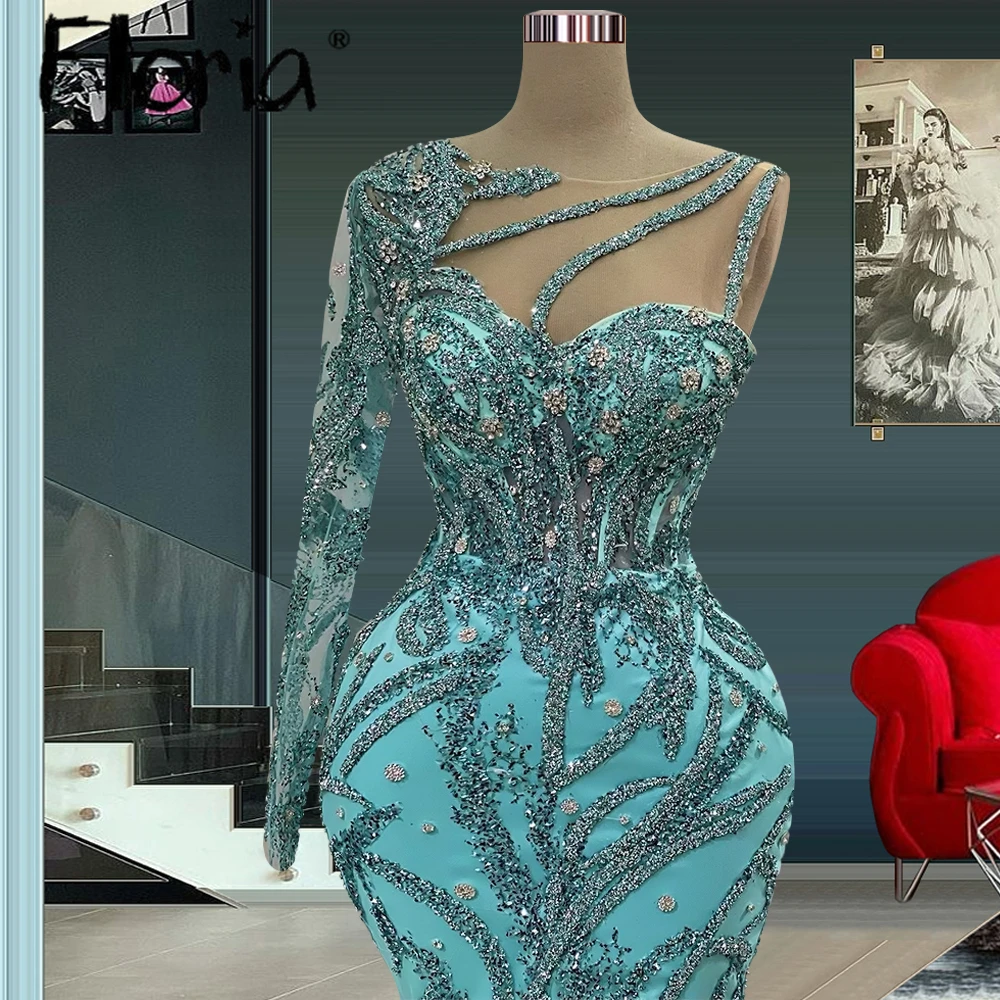 Vestidos De Noch Turquoise Glitter Party Dress Women Wedding Night Gowns Elegant Long Celebrity Dresses Pagenat Vestidos De Gala