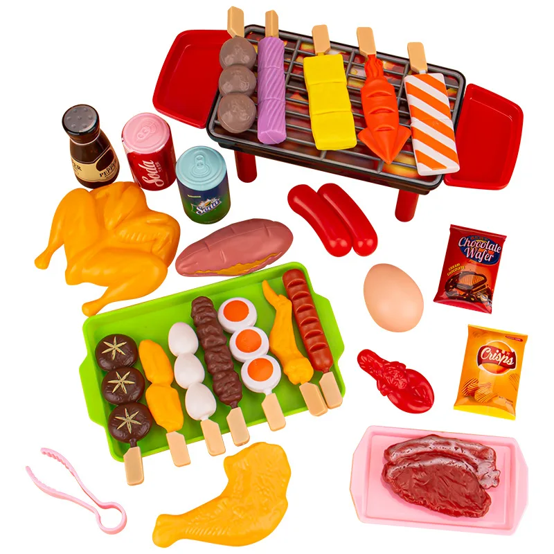 Baby Dress Up Kitchen Toys BBQ Set Kids Simulated BBQ Cookware Cooking Simulated Food Cosplay Educational Gift Toys