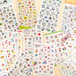 17styles Cartoon PVC Sticker Set Decorative Adhesive Stickers DIY Decoration Diary Stationery Transparent Stickers Children Gift