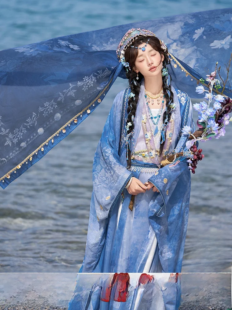 

Thirteen Surplus Small Lotus Seed Moonrise Tian Mountain Foreign adual Print Tang Ba Son Broken Skirt Hanfu Women's Adult...