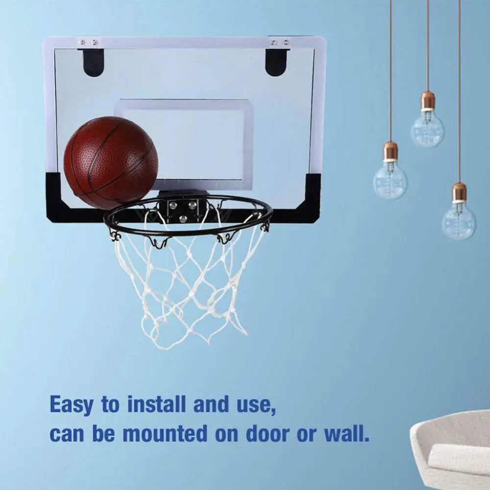 

Basketball Hoop Net Home Dormitory Door Wall Mounted Mini with Ball Pump Wrench