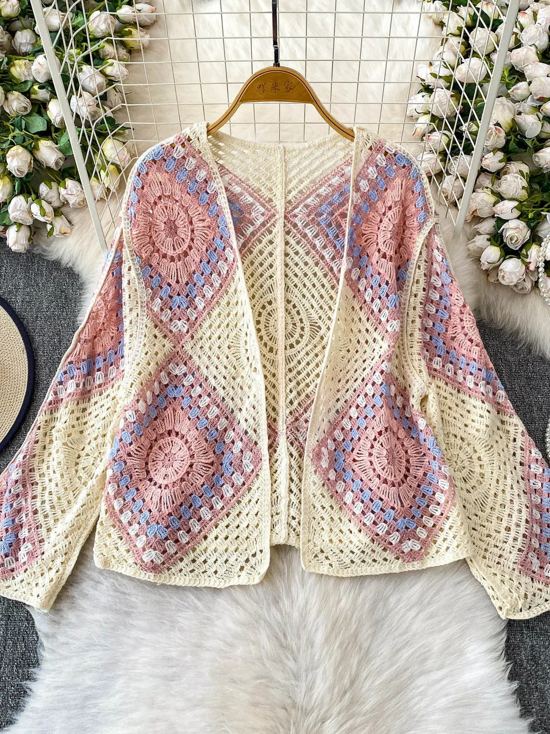 

Ins Chic Fashion Lace Crochet Hollow Knitted Cardigan Jacket Women's 2025 New Loose Tops