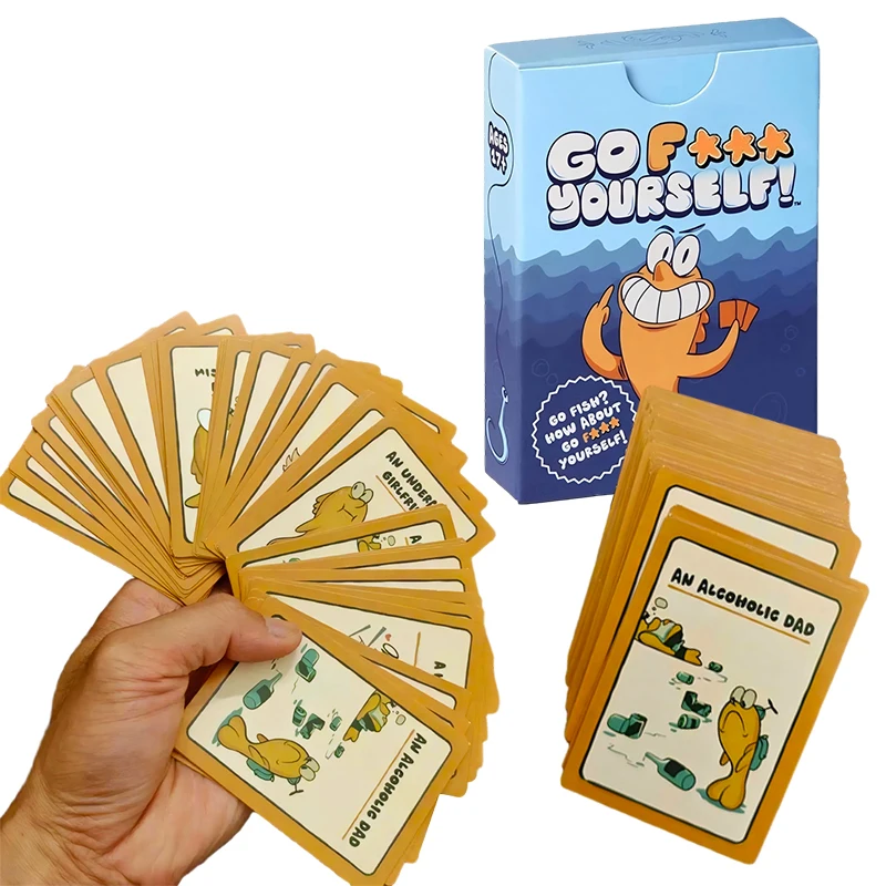 Go Fish Gioco di carte da te Divertente regalo di bavaglio Esilaranti giochi da tavolo con un gioco di società di interazione familiare Twist Night per 2+ giocatori
