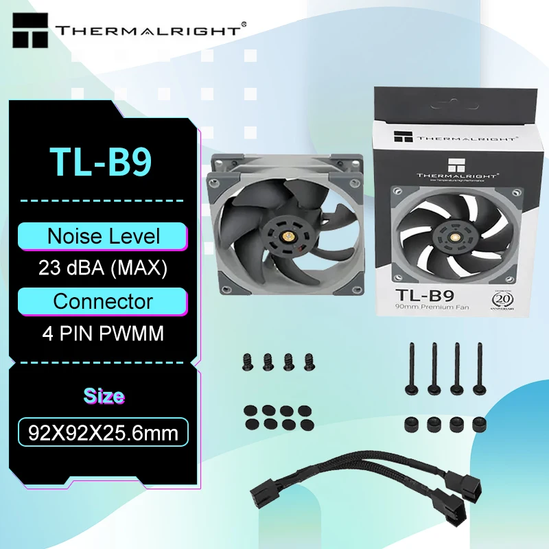 

Thermalright TL-B9 PWM 4 Pin 90mm Computer Case Fan Silent Fan CPU Cooling Quiet PC Cooler Fan Case Fans 12V Adjust Fan Speed