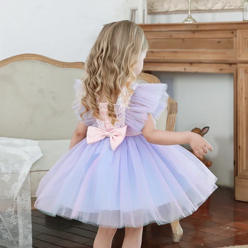 Flower Girls Dress for Wedding 2024 Holiday Dresses Ruffles Lace Pageant Dress Elegant Children Birthday Party Evening Gown 3-8Y