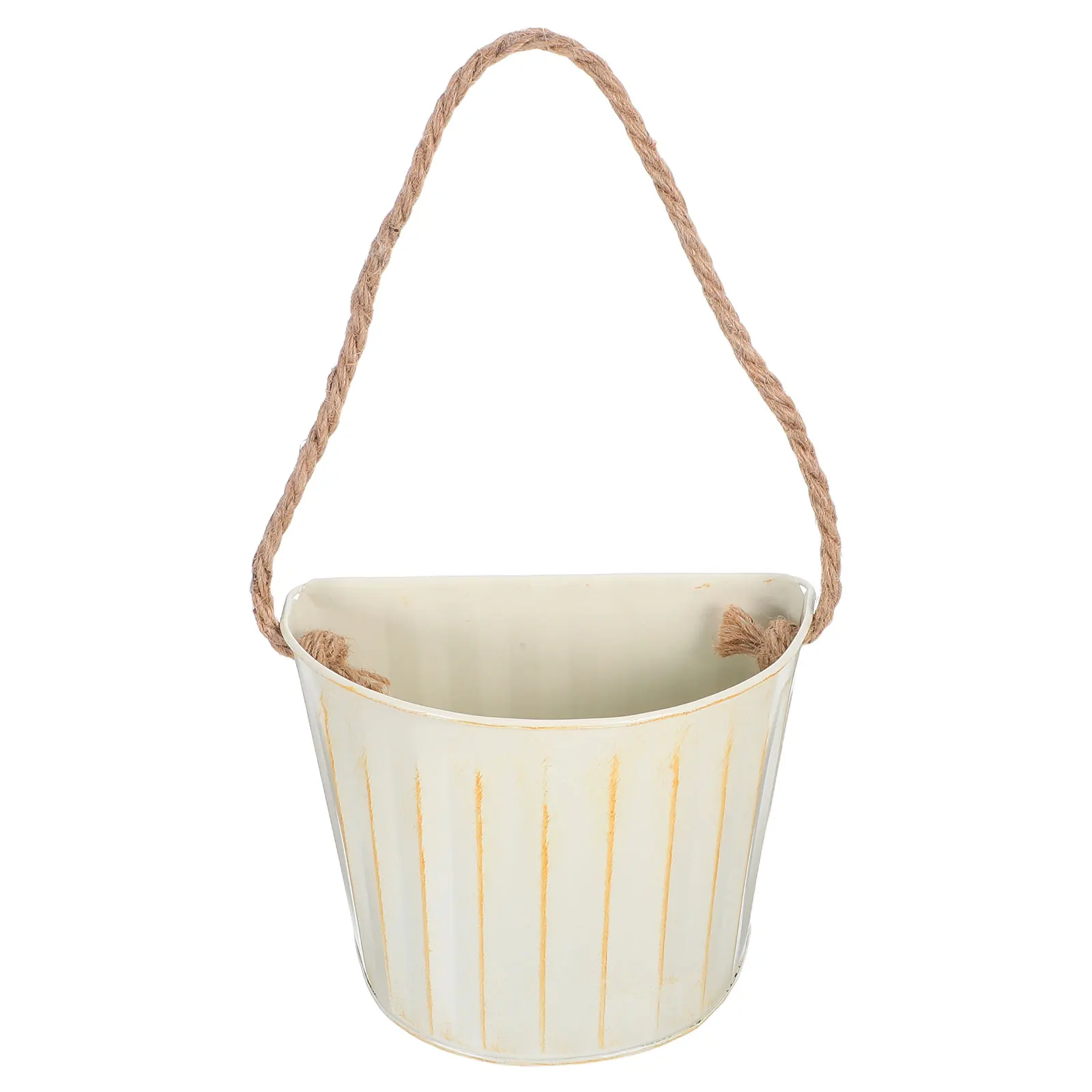 

Wall Outdoor Garden Balcony Decor Planter Pot Beige Round Hanger Easy Install Wall-Mounted Basket Moderate Capacity
