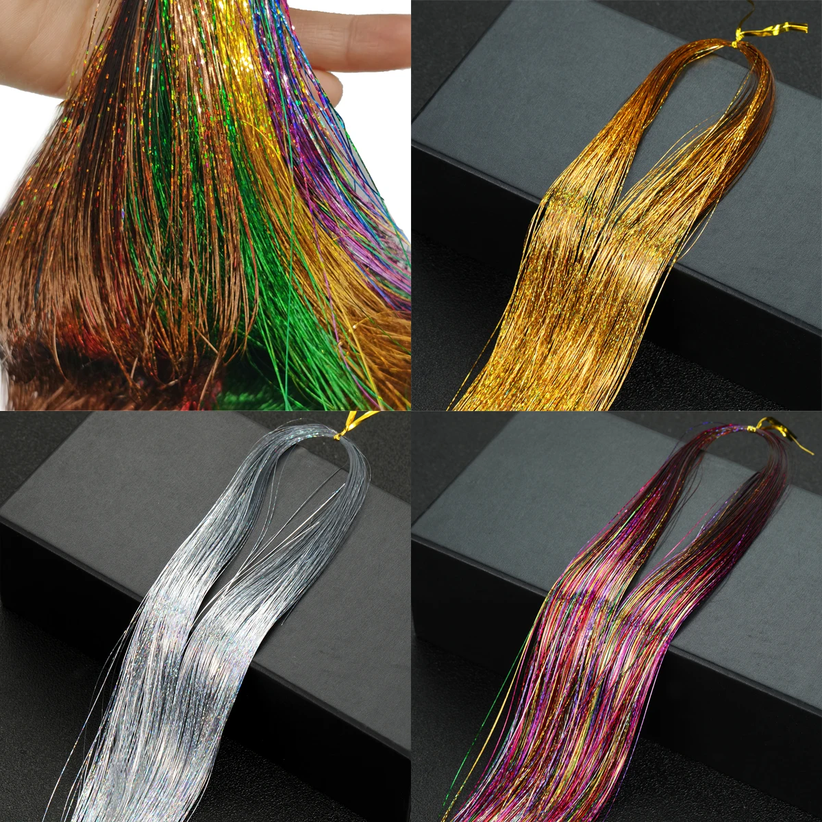 

1Pc Multi-Color Shiny Sparkle Threads Glitter Hair Tinsel Headwear Hair bling Hair Laser Decor Glitter Strip For Women Headdress