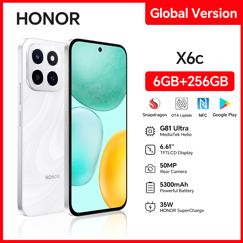  New Global Version HONOR X6c 6.61'' 120Hz TFTLCD Screen  50MP AI Main Camera 5300mAh 35W SuperCharge Support SD Card Android 15 