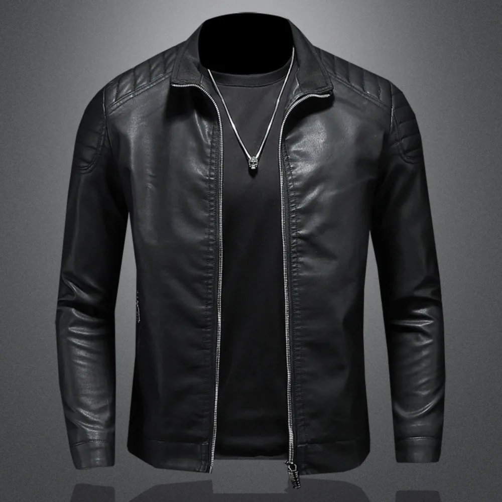 

Stand Collar Leather Jacket Men's Fashion Jacket 2025 Casual Men Leather Jacket Slim Korean Version Handsome Men's Clothing