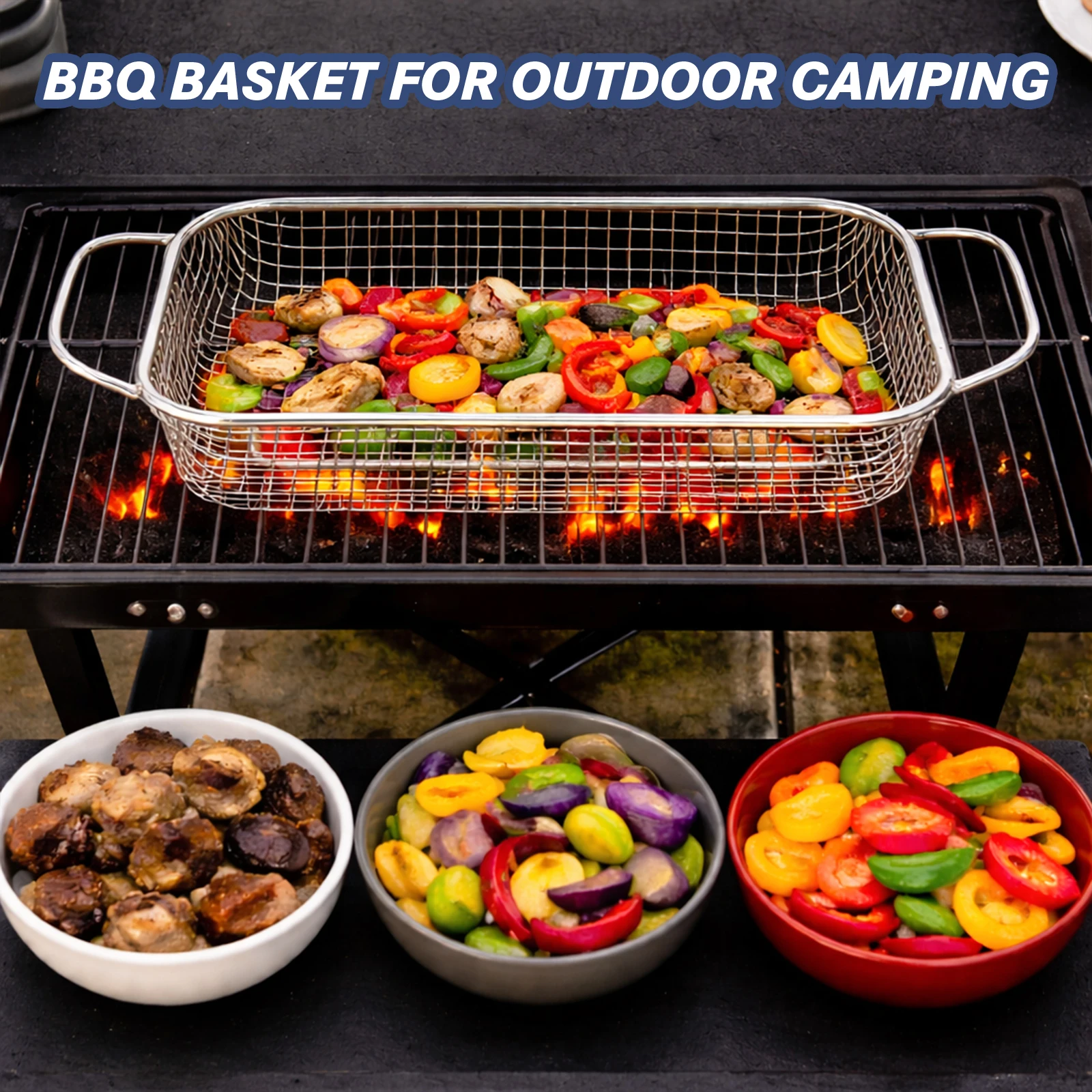 

tastyWay Durable Stackable Air Fryer Rack Grill Basket Holder Kitchen Gadget Ideal for Outdoor Camping