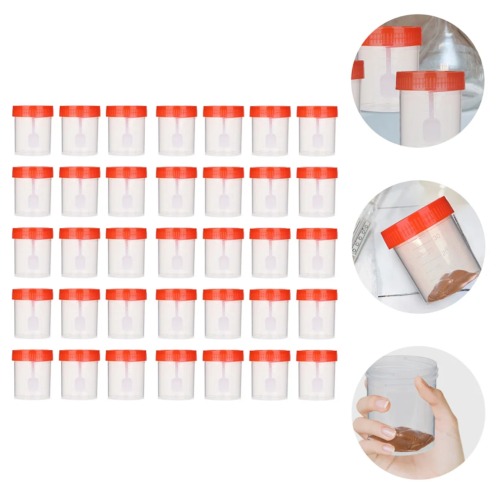 100 Pcs Sample Cup Screw Mouth with Container Small Urine Plastic Specimen Stool Measuring Cups