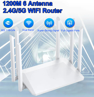 6 Antenna 1200M Wireless Router Enhancer WIFI Repeater External 2.4G 5G Power Signal Booster Hotspot Smoother RJ45 WAN LAN Modem