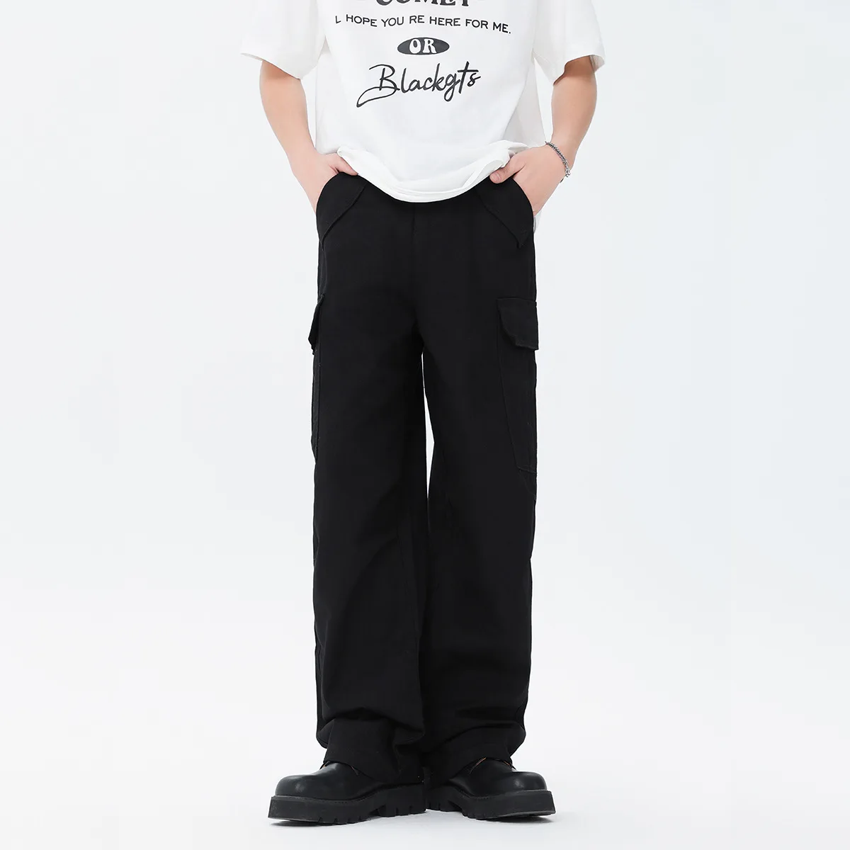 OR FL American Style Staraight 100 Cotton Women Cargo Trousers Trendy Brand Design Sense Slacks Women's Y2k Wide Leg Pants