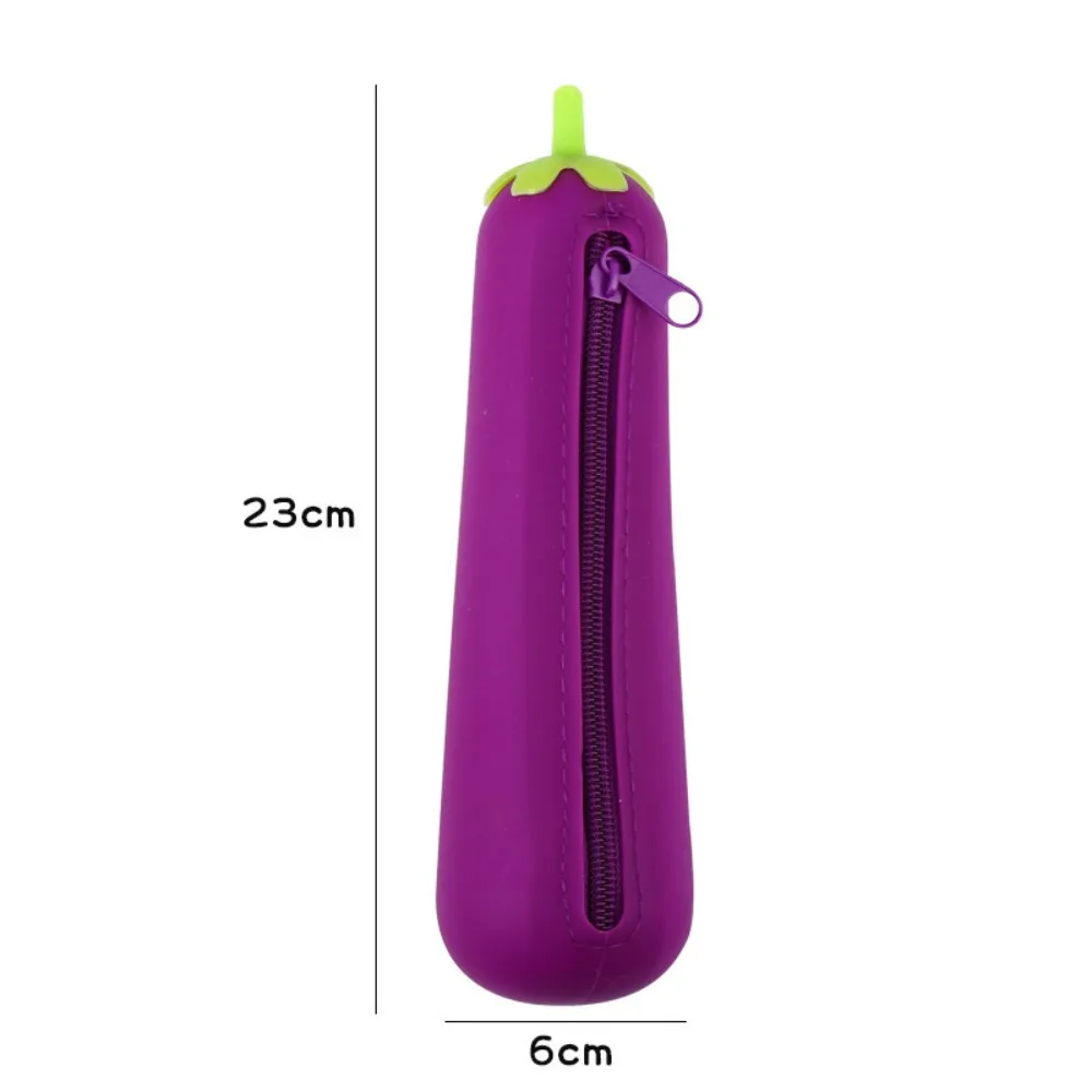Creative Silicone Fruit Vegetable Pencil Case with Zipper Fruit Vegetable Silicone Pencil Bag Waterproof Student Pen Case