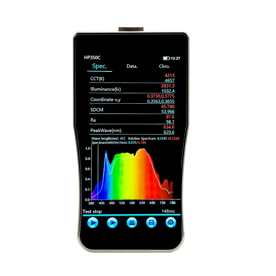 Hot Sale HP350C Portable  Spectrometer Light Spectral Radiometer Tester for LED Lights CCT CRI Lux Illuminometer