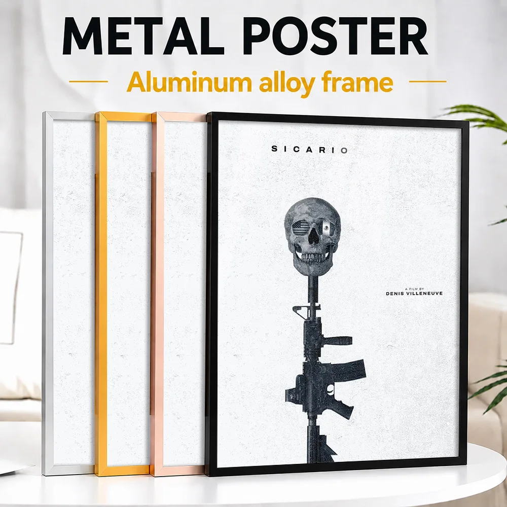 Sicario Movie Metal Poster With Aluminum Alloy Frame Customized Monochrome Wall Art For Film Screening Room, Cinema Fan Gift