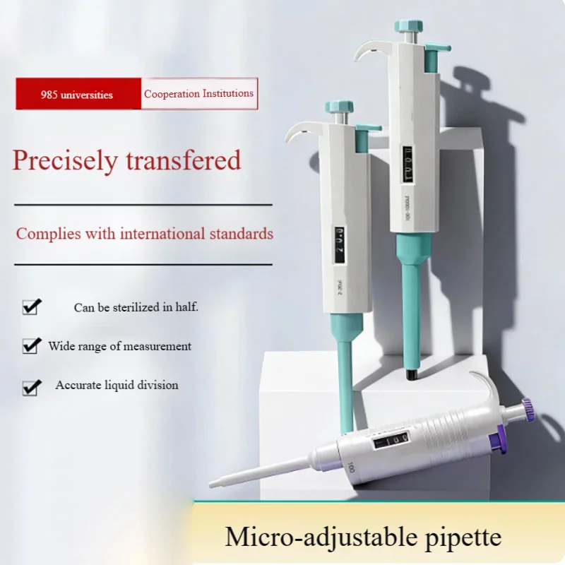 

1PCS Pipette gun laboratory single-channel micro-adjustable pipette quantitative sampler high temperature sterilization