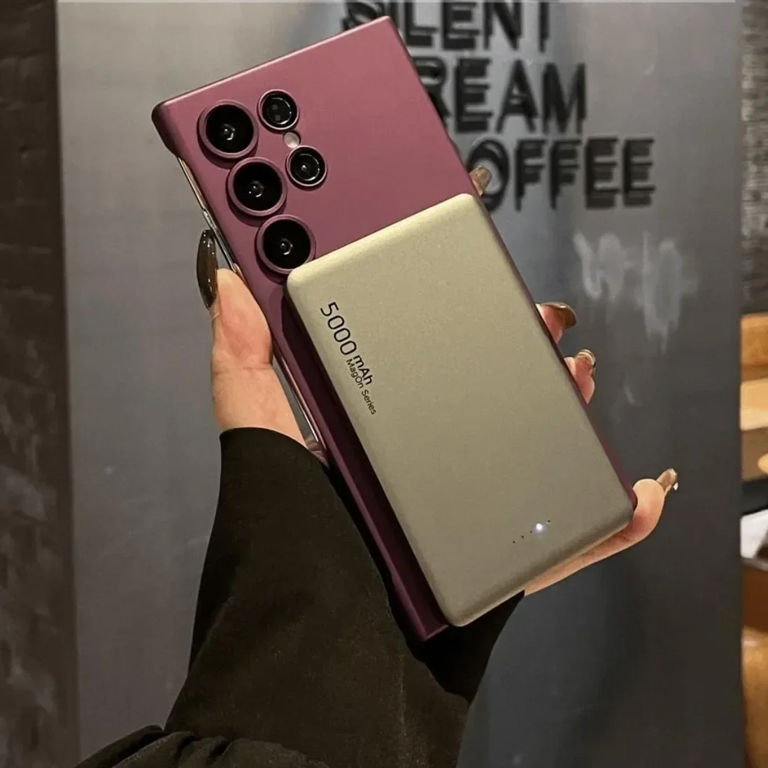 サムスンギャラクシーs24ウルトラ用の超薄型ハードフォンシェル,ワイヤレス充電付き