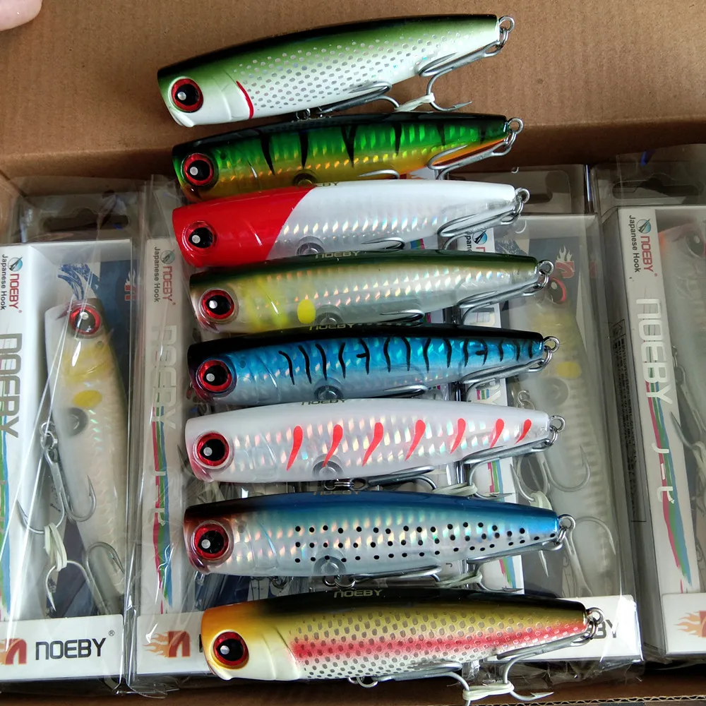 

NOEBY 4pcs 105mm 24g Popper Lure Topwater Floating Wobbler Artificial Hard Bait for Bass Trout Sea Fishing