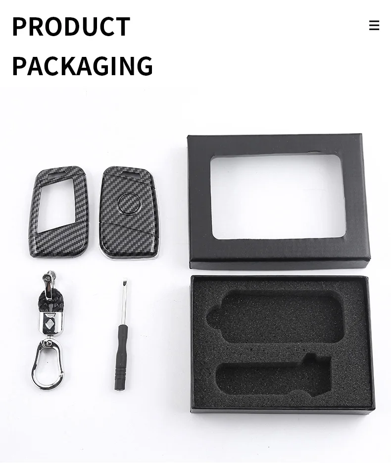 Penutup Kunci Mobil Serat Karbon Mewah dengan Perlindungan Penuh, Film Transparan HD, dan Gantungan Kunci Paduan Seng untuk Skoda - Berbagai Warna