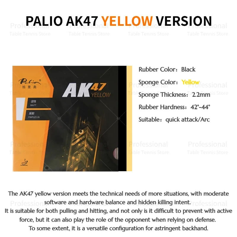 Original palio ak47 tênis de mesa borracha loop ofensivo vermelho azul amarelo AK-47 ak 47 rotação ataque ping pong esponja palalio borracha