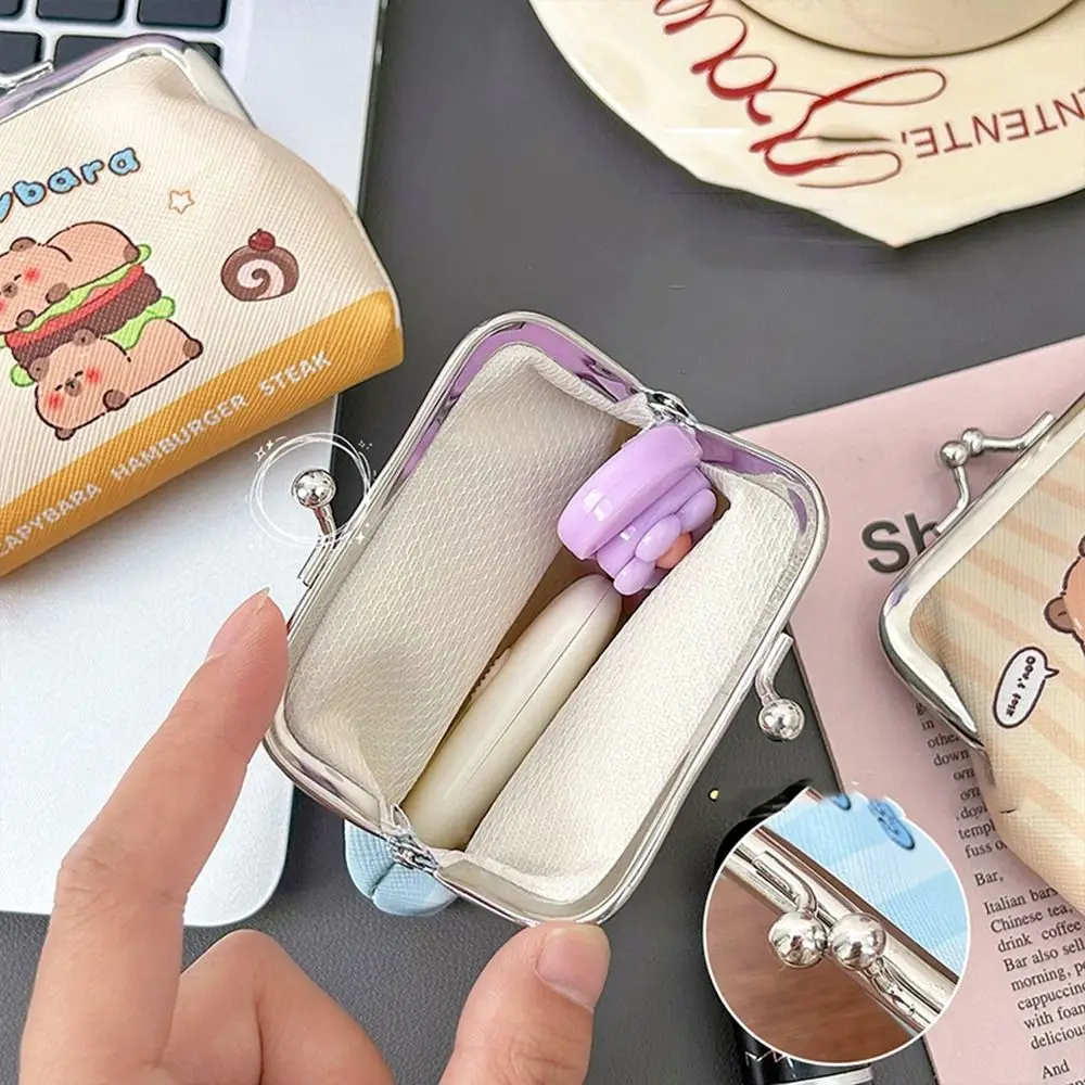 Portable Fashion Mini Capybara Coin Purse Cute Cartoon Wallet Korean Style PU Leather Lovely Animal Clutch Bag