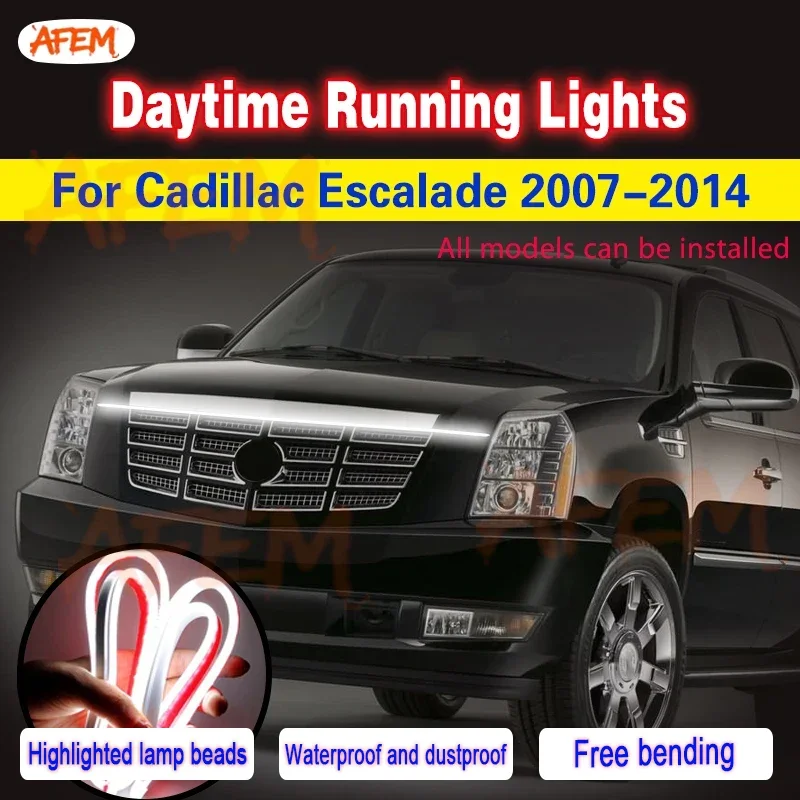 Bandes lumineuses décoratives à LED pour Cadillac Escalade 2007-2014, pour capot de voiture, bande lumineuse flexible pour feux de jour, lampe décorative étanche.