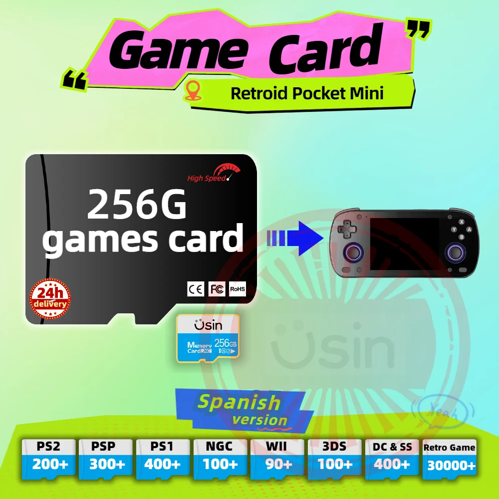 Memory Game Card For Retroid Pocket Mini Spanish version Retro PS2 PSP Games Android Gaming portable Console SD TF H-speed 256G