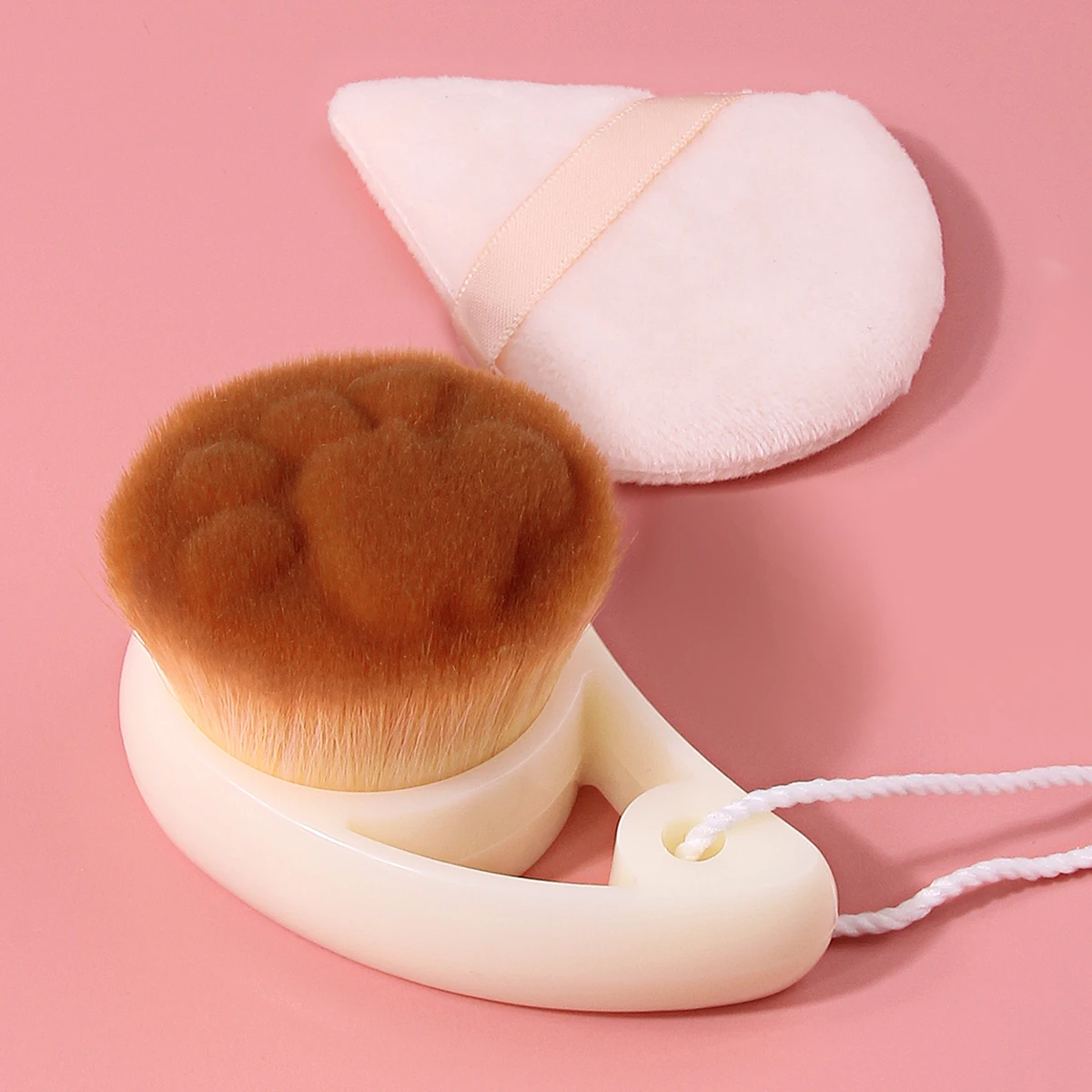 2PCS Soft Bristle Cat Claw Facial Brush, Hanging Portable Cleansing Brush, Triangle Powder Puff, Makeup Remover Cleaning Tools
